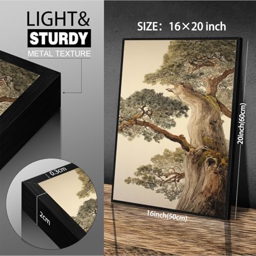 Vintage Japanese Pine Tree Black Framed Wall Art Oriental Asian Tree Canvas - Image 3