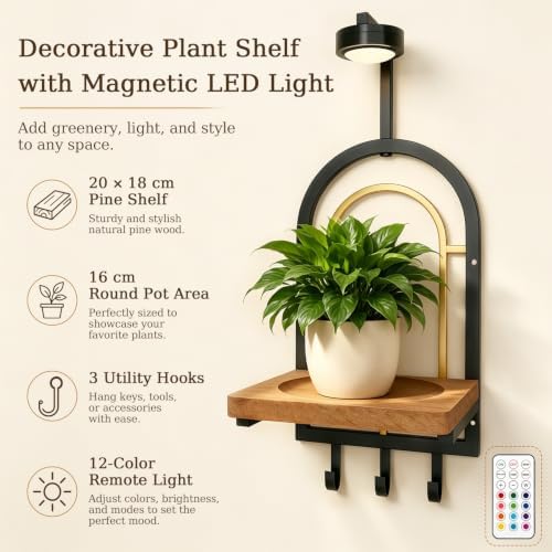 Wall Mounted Plant Holder with LED Light & Remote Control - Image 4