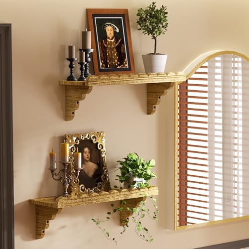 QsQueen Scalloped Wood Wall Shelf – 17 Inch Floating Shelf - Image 2