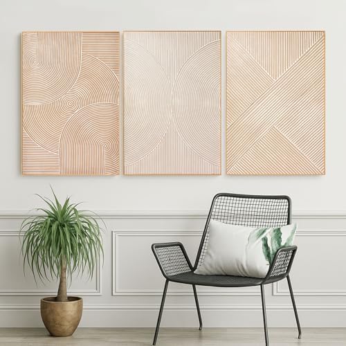 Zessonic Large Neutral Textured 3D Abstract Boho Wall Art - Image 6