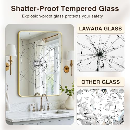 Vanity Bathroom Mirror, 36”x24” Gold Bathroom Mirror - Image 5