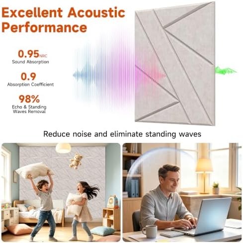 TO-TH Sound Proof Panels Self-Adhesive Acoustic Panel 12 Pack, Light Camel - Image 3