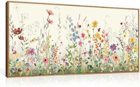 Aryroi Watercolor Colorful Wildflower Framed Canvas Wall Art Set- 40"x20"x1 - Image 5