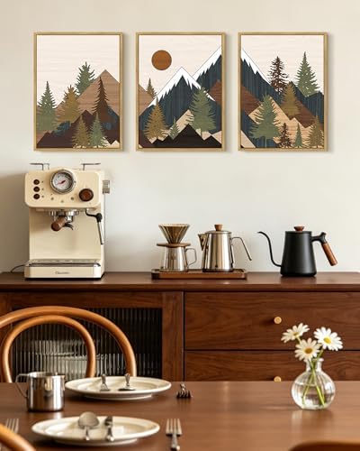 KUVIOKE Landscape Mountain Wall Art Set Sunrise Pine Tree Forest Nature Scenry - Image 6