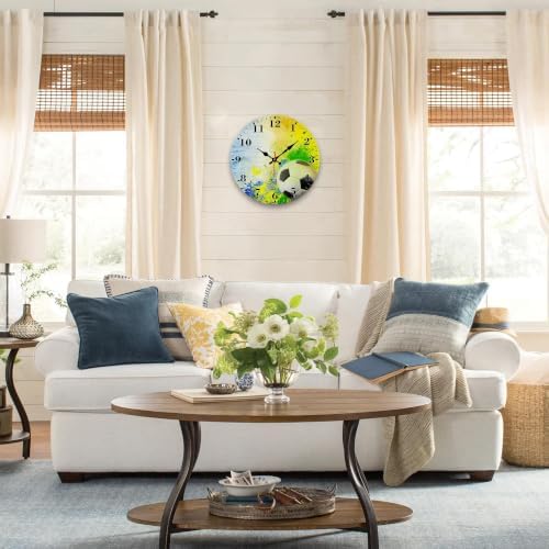 12" Silent Wall Clock, Round Wall Clock, Colorful Soccer Art - Image 4