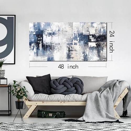 Prepeyssee White and Blue Abstract Canvas Wall Art - Image 5