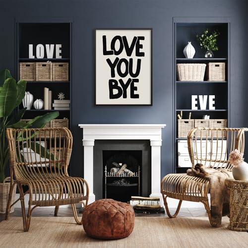 Love You Bye Quote Poster Black and White Love Wall Art 24x36 inch Black Framed - Image 5