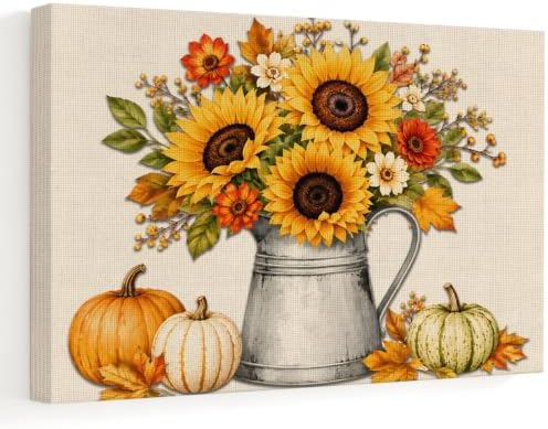 Thanksgiving Fall Canvas Wall Art, Made in USA, Modern Print Artwork by Prime+Leader