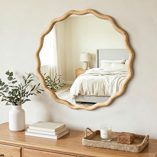 FICTOR Round Wood Wall Mirror - Image 6