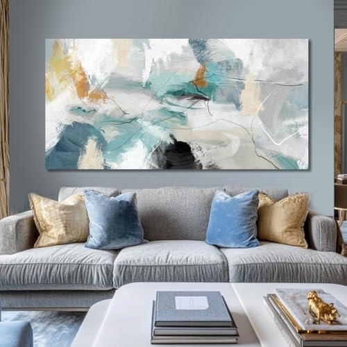 SOUGUAN Green Wall Art Abstract Wall Decor Teal Pictures Canvas Prints Artwork - Image 2