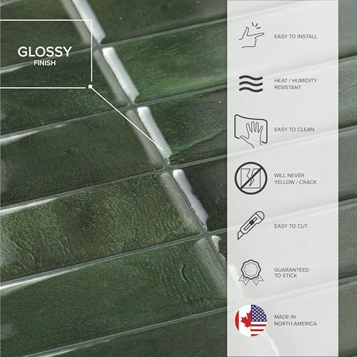 Smart Tiles Peel and Stick backsplash, Stacked Forest Green - Image 6