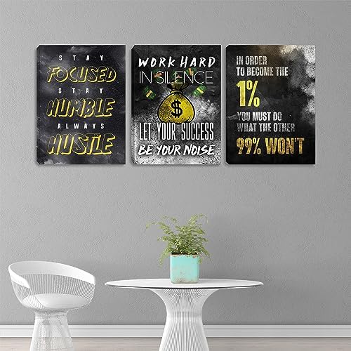 Motivational Canvas Wall Art Inspirational Office Wall Art Hustle Posters Wall - Image 2