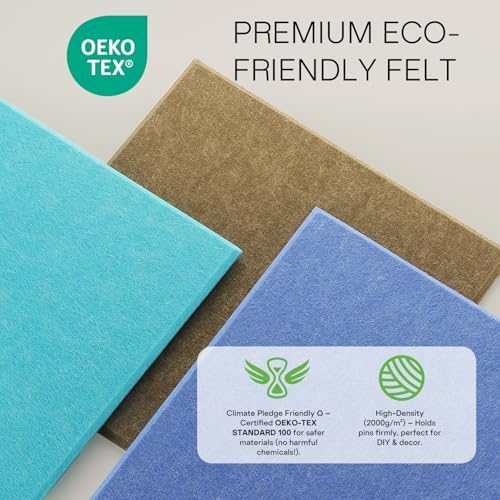 MaxGear Felt Bulletin Board 36" x 24", Sky Blue Felt Wall Tiles Push Pins - Image 2