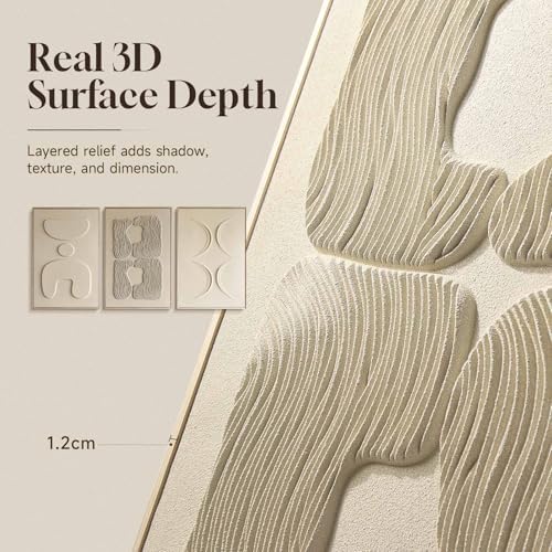Thalasse Abstract Wall Art Large Framed 3D Sandstone 24x36 In - Image 4