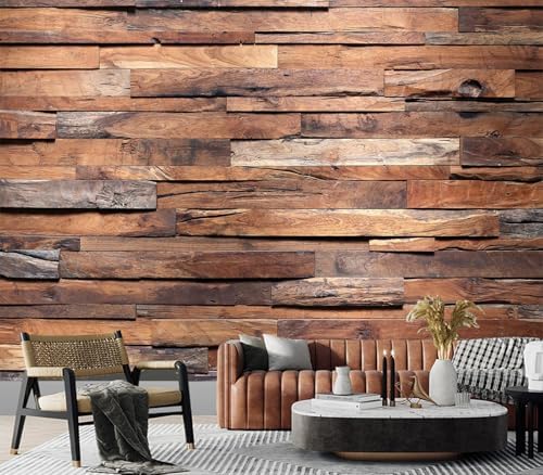Rustic Wood Plank Wallpaper Brown Vintage Barn Peel Stick - Image 3