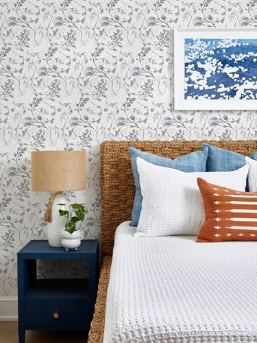 Orainege Gray Floral Peel and Stick Wallpaper Floral Contact Paper - Image 2