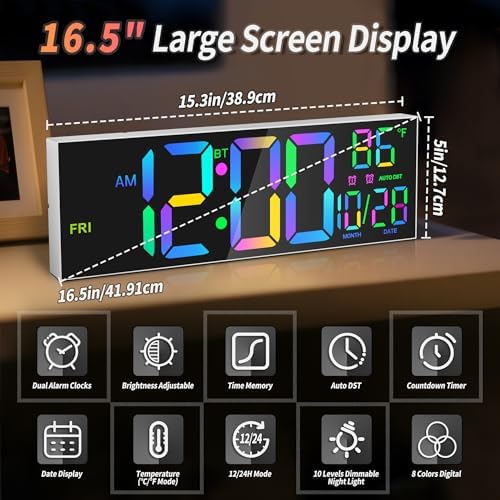 16.5" RGB Digital Wall Clock - Image 2