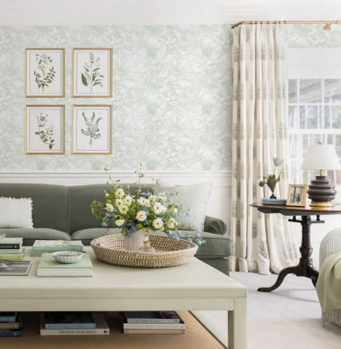 Dimoon 118"x17.3" Peel and Stick Wallpaper Green Floral Contact Paper White - Image 2