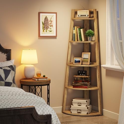 Tribesigns 70 inch Tall Corner Shelf, 5 Tier Modern Corner Bookshelf Bookcase - Image 4