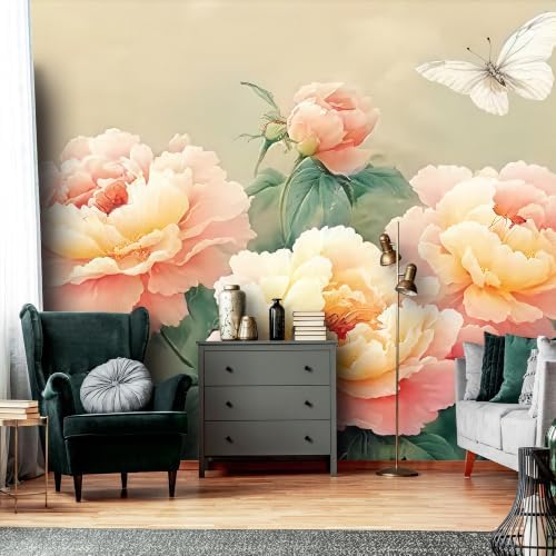 Poetic and Dreamlike Peony Flower Illustration Style self-Adhesive Murals - Image 2