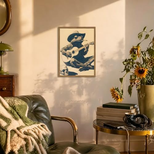 Funny Cowboy Frog Wall Art, Western Musical Frog Wall Decor Painting Whimsical - Image 5