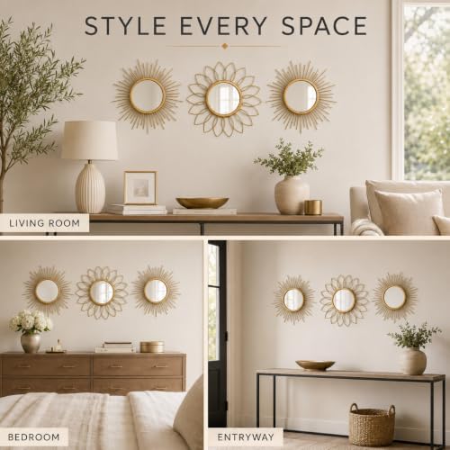 Gold Sunburst Mirror 14x14 Inch, Decorative Wall Accent - Image 7