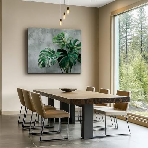 Canvas Wall Art Surreal Monstera Leaf Poster Canvas Painting Print - Image 2