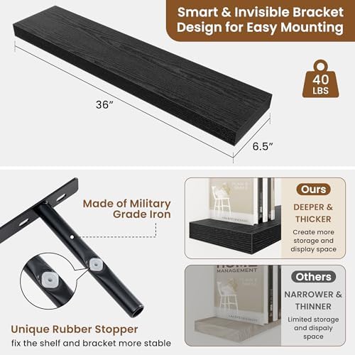 Floating Shelves for Wall, Wall Mounted Wood Shelves - Image 3