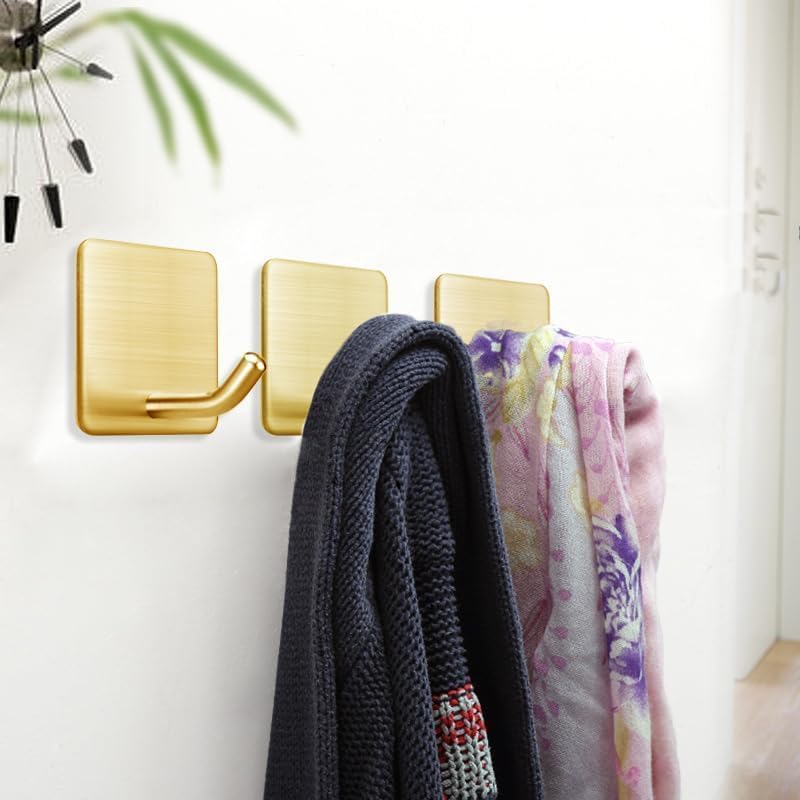 FOTYRIG Gold Self Adhesive Hooks Holds 15lbs-6 Packs - Image 6