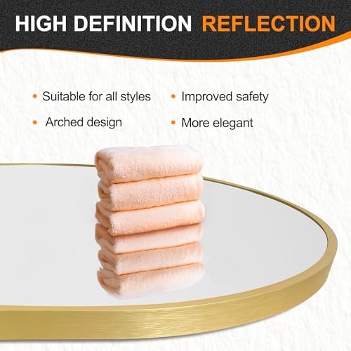 Delma 48x24 Gold Oval Bathroom Mirror - Image 4
