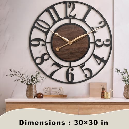 30 Inch Black Arabic Numeral Large Wall Clock - Image 2
