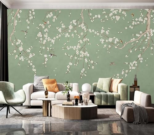 Chinoiserie Green Floral Bird Branch Wallpaper Peel Stick - Image 4