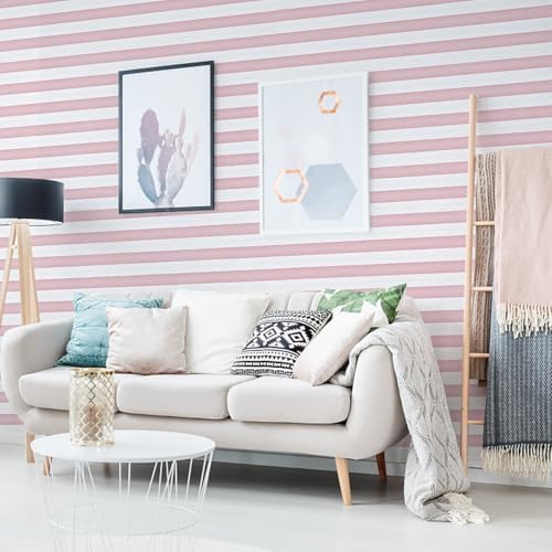 Pink Stripe Peel and Stick Wallpaper 15.7" x 1180" - Image 3