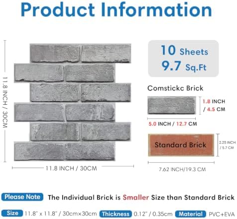 COMSTICKC 3D Peel and Stick Faux Brick Wall Panels - Image 4