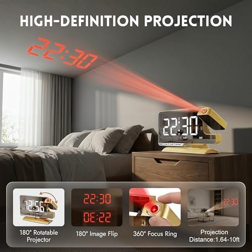 Projection Clock, Alarm Clocks for Bedrooms, Digital Bedside Clock - Image 2