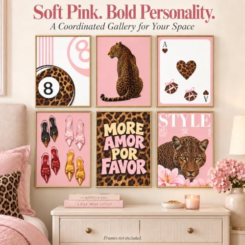 6pcs Pink Cheetah Wall Art Decor - Image 7
