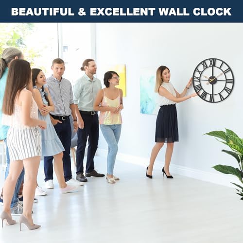 Pytha Sight 18 Inch Black Roman Numerals Large Wall Clocks - Image 3