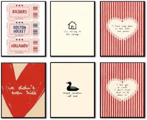 SHRNGCK Trendy Coquette Girl Posters Set of 6 Preppy Red Love Wall Art Red by Unknown