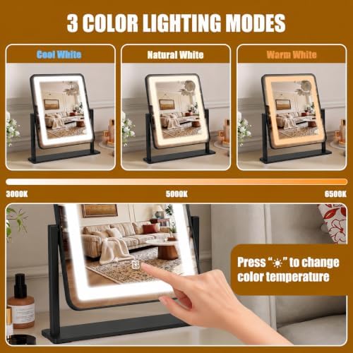 Vanity Mirror with Lights, 12.2" x 15" Large LED Makeup Mirror with Light - Image 3
