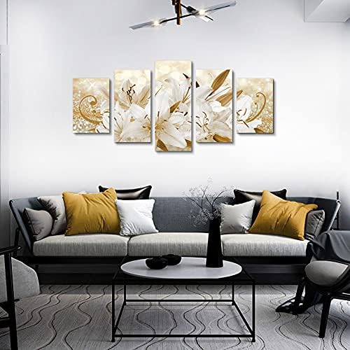 LUDUHU Golden Orchid Flowers Canvas Print - Image 6