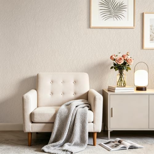 Safiyya Beige 3D Textured Wallpaper Peel and Stick Contact Paper Modern - Image 4