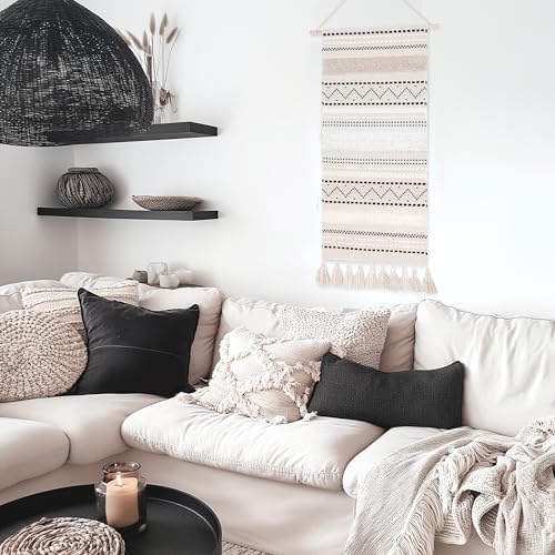 BlissBlush Long Vertical Wall Hanging Tapestry Woven Boho Farmhouse Decor Black - Image 6
