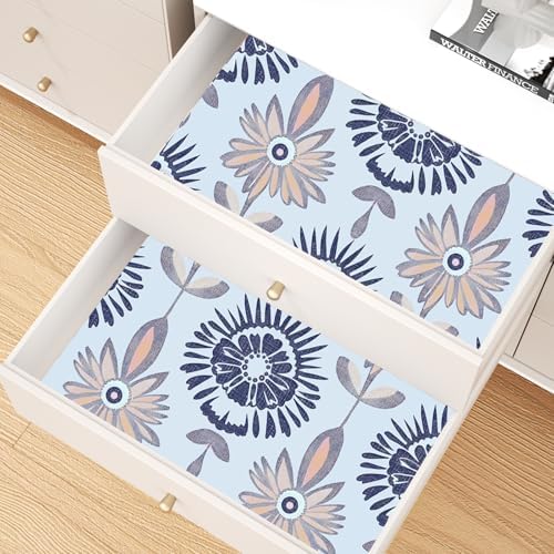 BOKEBEVE Boho Floral Peel and Stick Wallpaper Light Blue 17.5 x 118In - Image 5