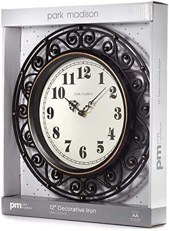 Park Madison Decorative Iron Style Wall Clock 12 Inch Silent Battery Operated - Image 2