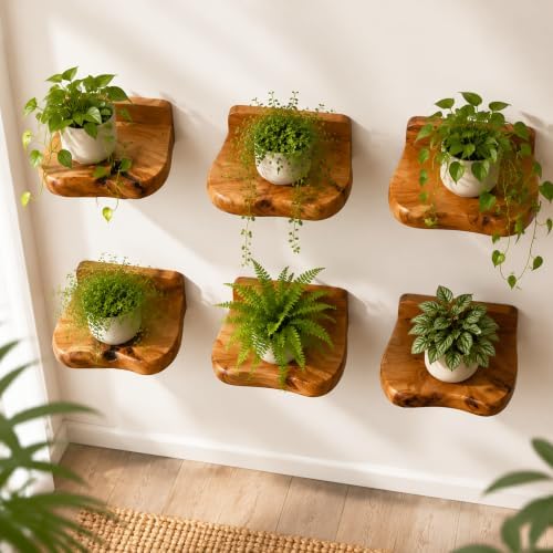 Small Floating Shelf for Wall Set of 3 Natural Cedar Wood 6 Inch Mini Wall - Image 4