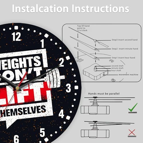 SPUNKER Wall Clock, Weights Don't Lift Themselves 10 Inch Wall Clock, Gym Quote - Image 5