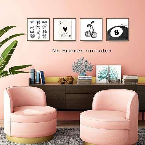 okaxscm Black Coquette Trendy Preppy Wall Art Prints Set of 4, Coquette Room - Image 5