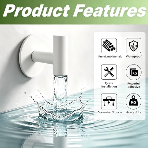 Heavy Duty White Towel Hooks, Stainless Steel Adhesive Coat Hooks - Image 5