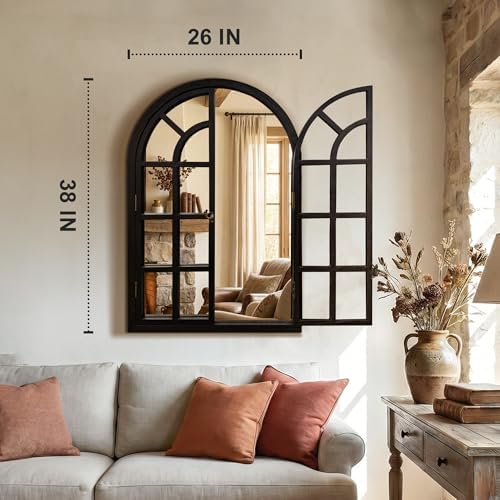 Arched Wall Mirror with Windowpane - Image 2