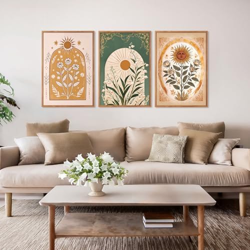 CHDITB Bohemian Floral Framed Canvas Wall Art Set, Nature Inspired Wall Decor - Image 3